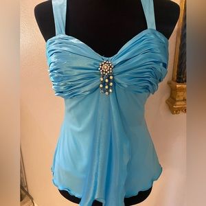 Turquoise Rhinestone top size S